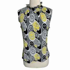 Serenade NY‎ M black yellow psychedelic sleeveless top